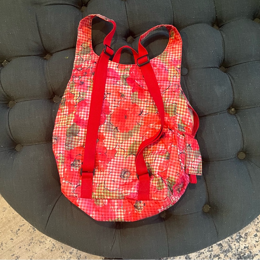 LeSportSac RARE Red Plaid Roses mini Backpack - Picture 4 of 6